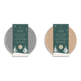 Christmas Glitter Vinyl Coasters | 12cm, Silver & Champagne Gold, Pack of 4