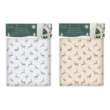 Christmas Metallic Jacquard Tablecloth | Deer Motif, Silver-White or Gold-Cream
