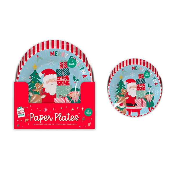 Christmas Kids Printed Paper Plates | Pack of 10, Assorted Designs, Disposable