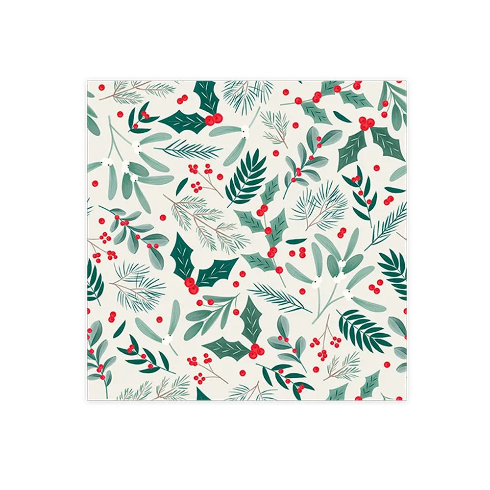 Christmas Printed Tablecloth Festive Botanical | Wipe-Clean, 132 x 178 mm