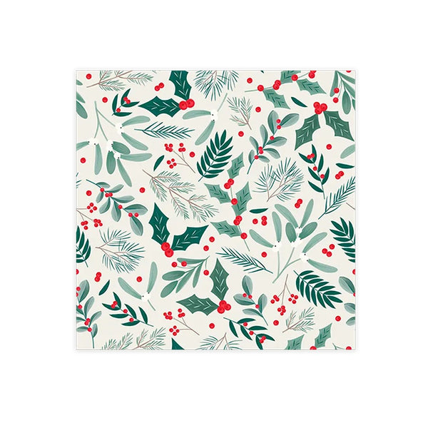 Christmas Printed Tablecloth Festive Botanical | Wipe-Clean, 132 x 178 mm