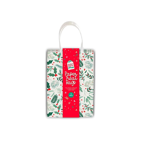 Christmas Festive Botanical Paper Treat Bags | Pack of 10, Assorted Designs