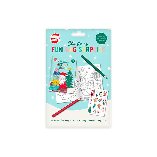 Christmas Fun Bag Surprise Activity Pack | Activity Book, 2 Coloured Pencils