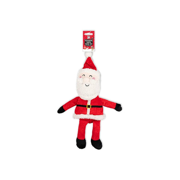 Christmas Squeaking Plush Santa Pet Toy | Hanging Loop, Assorted Colourways