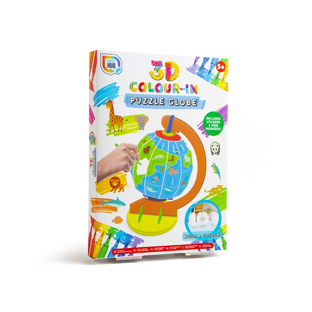 Puzzle Hub 3D Colour-In Globe Puzzle | Colouring Activity Set