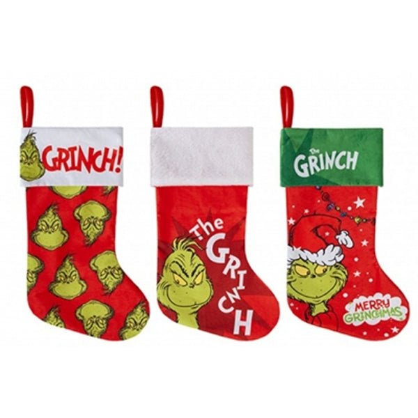 Christmas The Grinch Small Stocking Assorted Designs | Red, Hanging Loop
