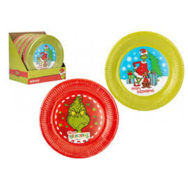 Christmas Grinch Paper Plates | 9 Inch, Pack of 6, Disposable, Assorted Designs