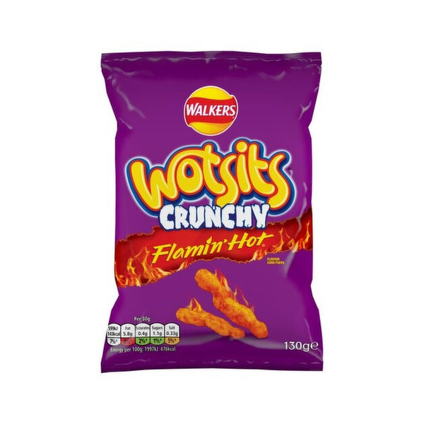 Wotsits Crunchy Twisted Xtra Flamin' Hot Snacks | 130g, Sharing Bag