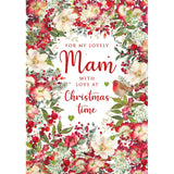 Watermark Christmas Card for Mam | Red Floral & Robins Design