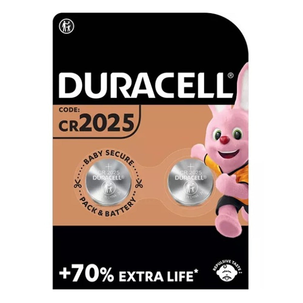 Duracell Lithium DL2025 Coin Cell Batteries | Pack of Two, +70% Extra Life