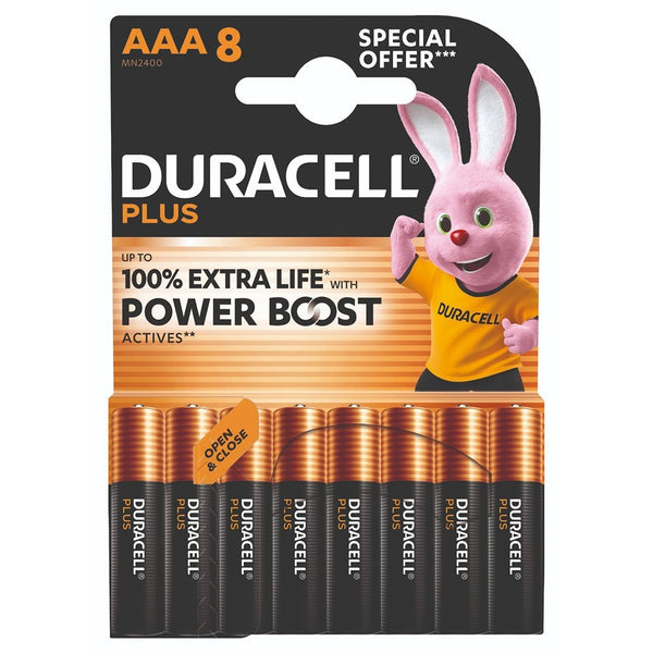 Duracell Power Boost AAA Batteries | Pack of 8, Up to 100% Extra Life