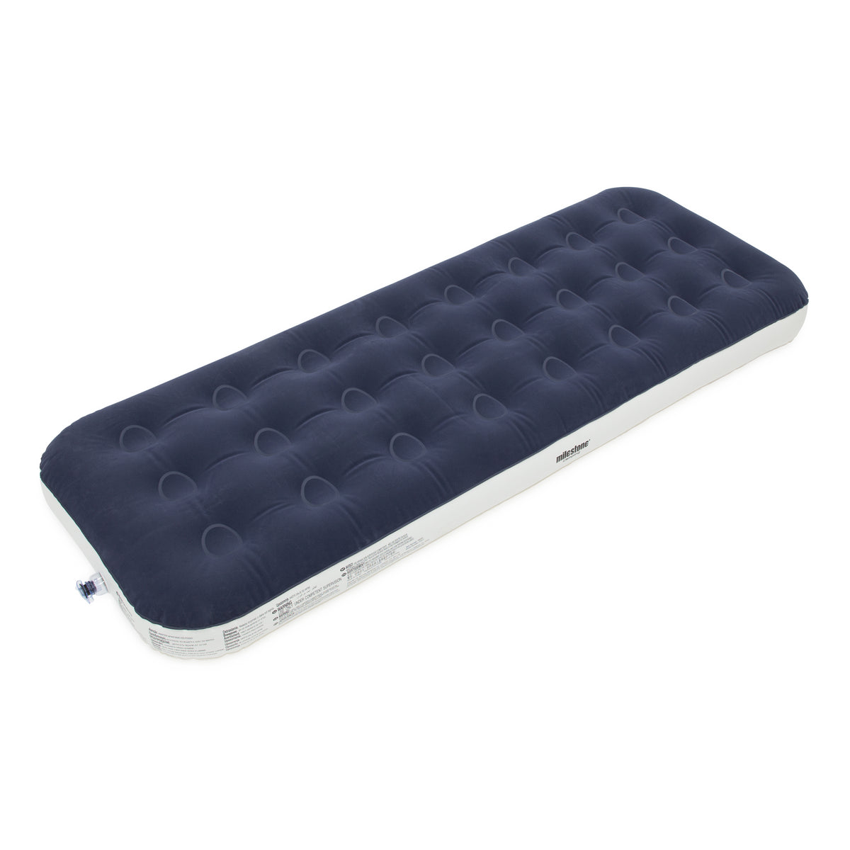Milestone Single Flocked Airbed Blue | Quick Inflate Valve, Contoured Support