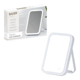 Bauer Portable LED Makeup Mirror with Stand | Dimmable Light, USB or Battery