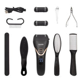 Bauer Rechargeable Electric Foot File Pedicure Set | 3 Heads, Dual Speed
