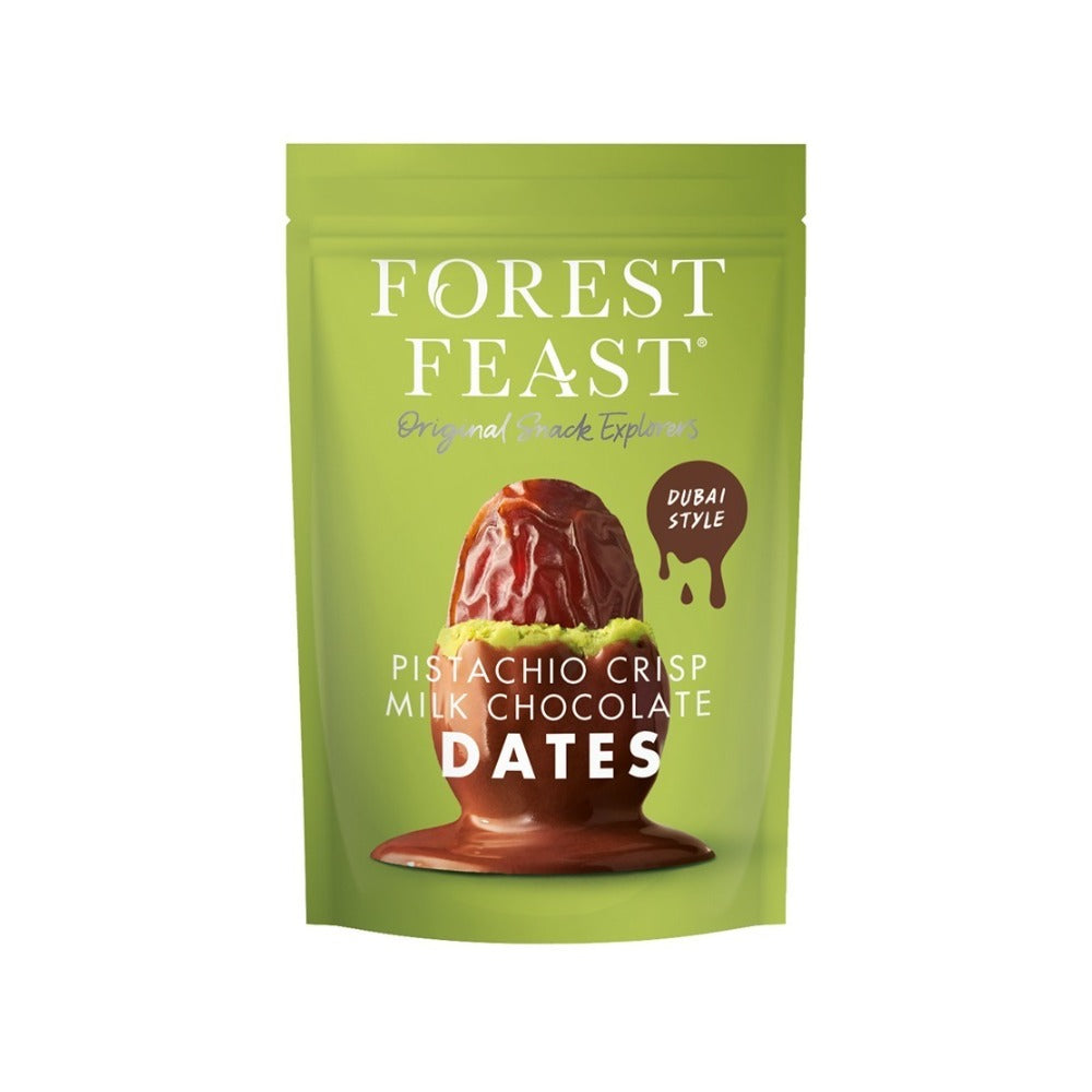 Forest Feast Pistachio Crisp Milk Chocolate Dates - 120g, Resealable Pouch