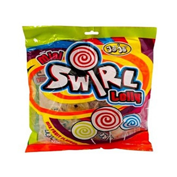 Halloween Flat Mini Swirl Lollipops | Pack of 18, 198g, Assorted Fruit Flavours