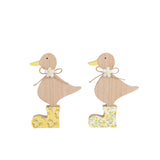 Decoris Wooden Duck in Boots Figurine | Assorted Floral Boot Designs