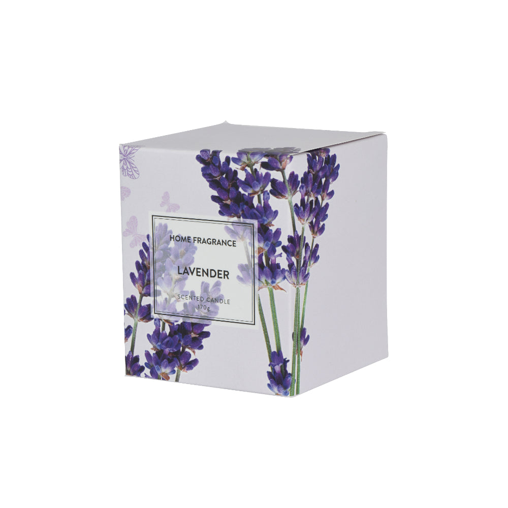 Decoris Boxed Lavender Scented Candle | 170 g, Gift Box, Botanical Artwork