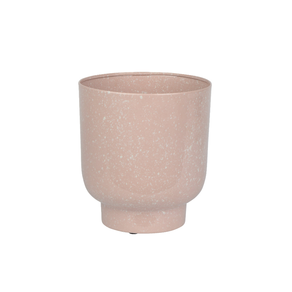Decoris Pink Speckle Iron Planter | 19cm Diameter, Pedestal Base