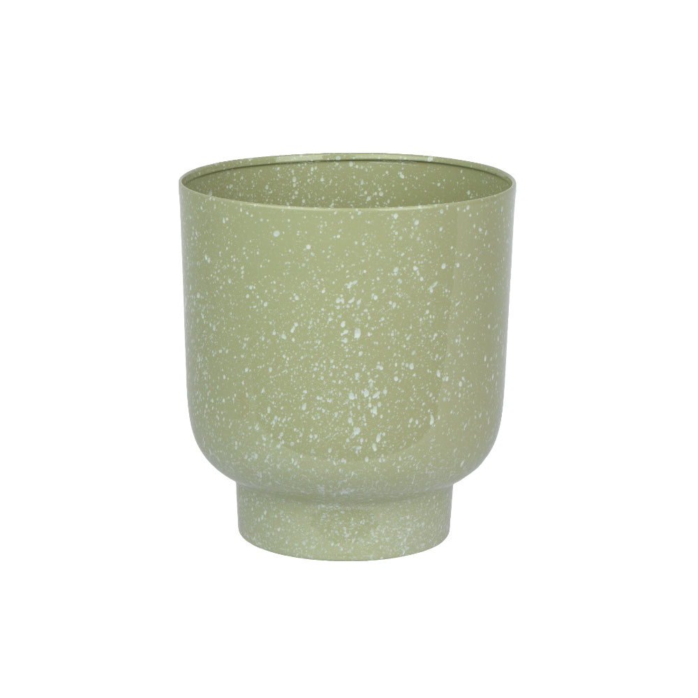 Decoris Sage Green Speckled Iron Pedestal Planter | 19cm Diameter