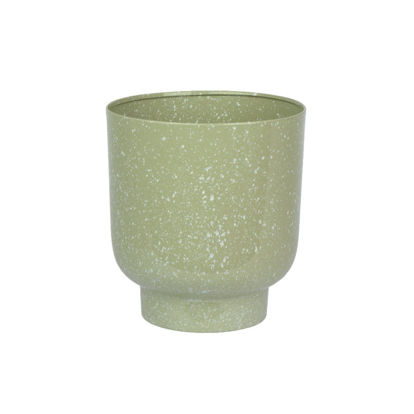 Decoris Sage Green Speckled Iron Pedestal Planter | 19cm Diameter