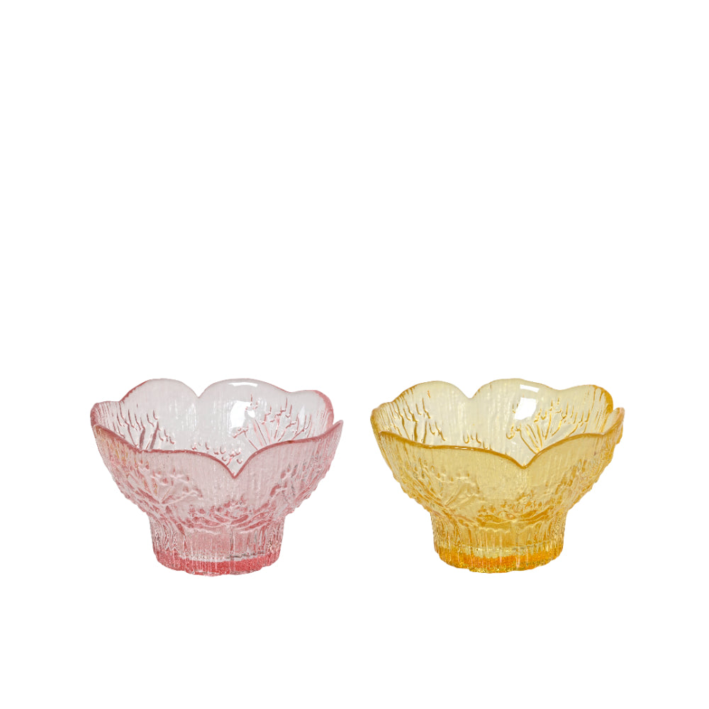 Decoris Glass Flower Pedestal Serving Bowl | 12cm, Assorted Colours