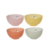 Decoris Scalloped Glass Flower Serving Bowl | 15cm, Assorted Pastel Colours