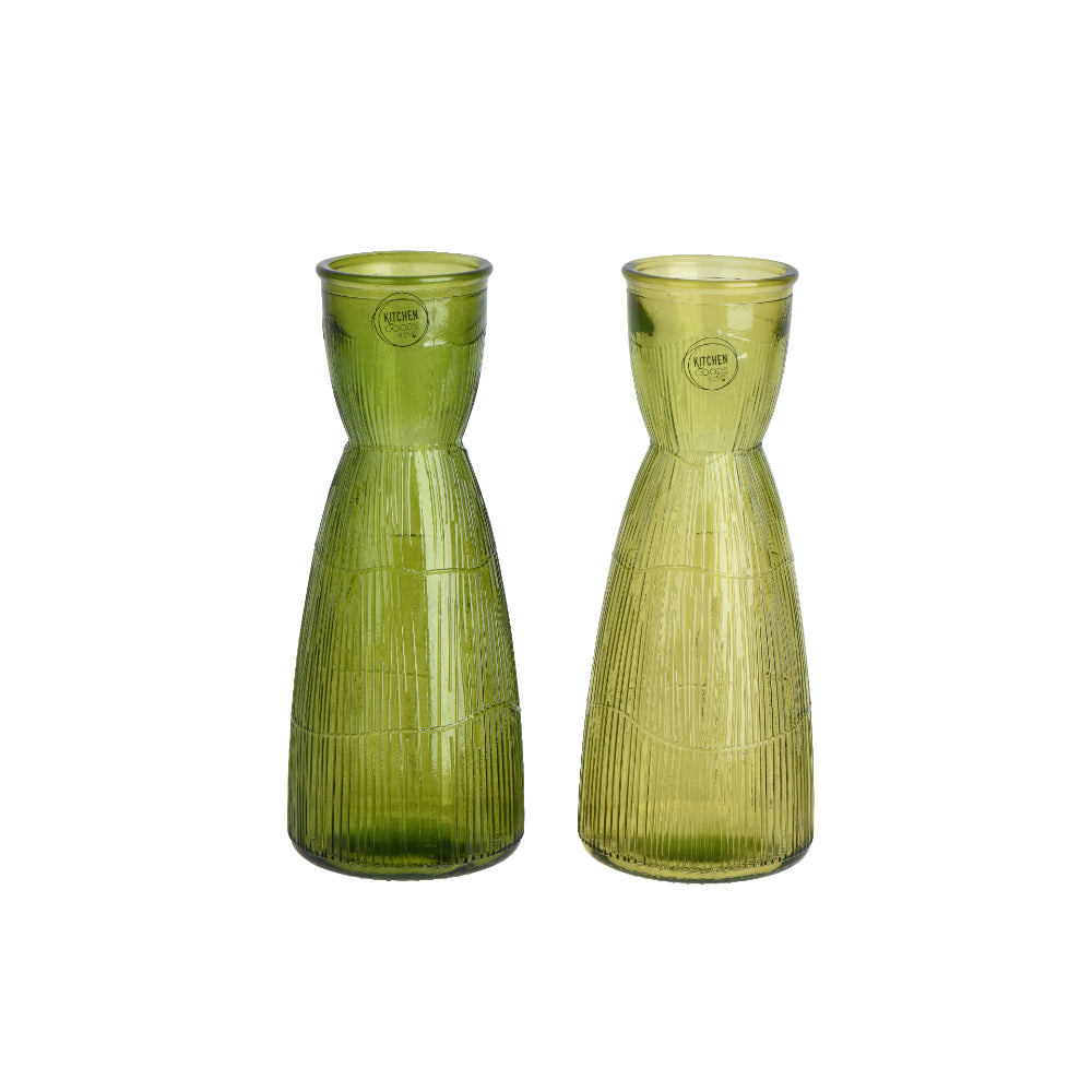 Decoris Green Ribbed Glass Water Carafe | 25cm, Assorted Tones