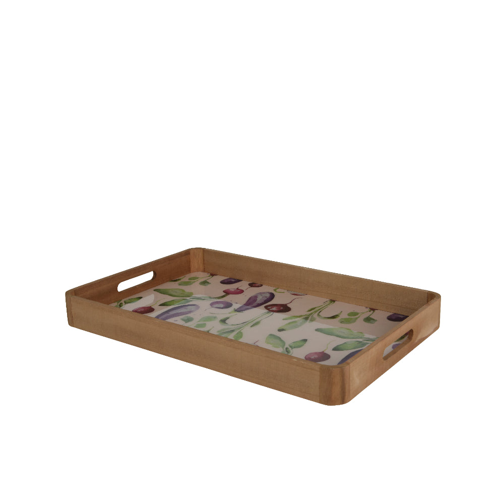 Decoris Firwood Rectangular Serving Tray | Botanical Print, 45 x 30cm