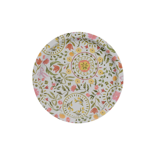 Decoris Tulip Floral Round Decorative Tin Plate | 32cm, Multicolour