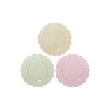 Decoris Floral Scalloped Charger Plate | Assorted Pastel Colours, Pack of 3