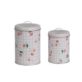Decoris Cherry Print Kitchen Storage Tins | Set of 2, Fitted Lids