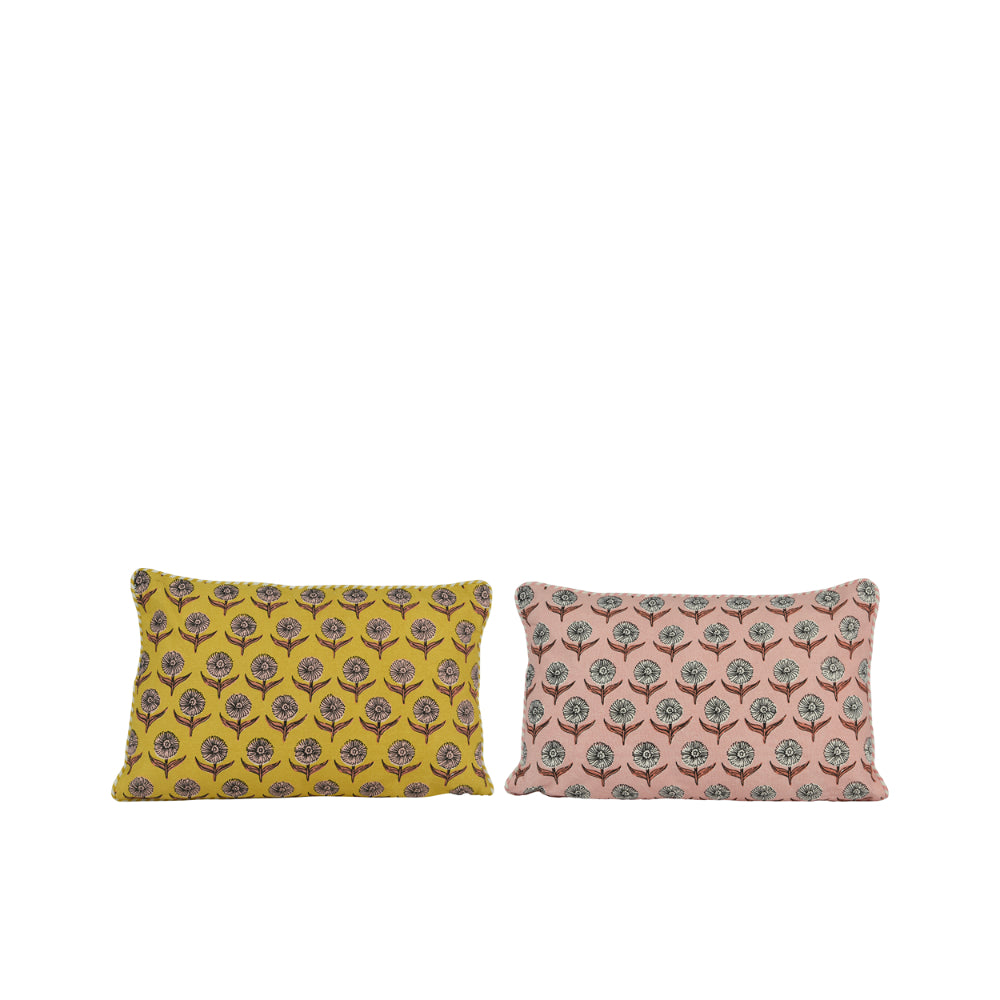 Decoris Cotton Floral Lumbar Cushion | 30 x 50cm, Assorted Colours