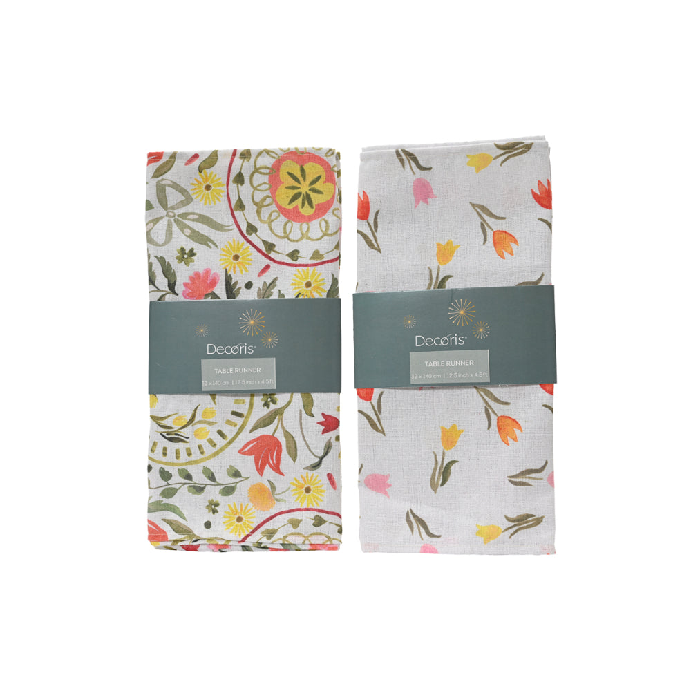 Decoris Tulip Botanical Print Table Runner | Assorted Designs, 32 x 140cm
