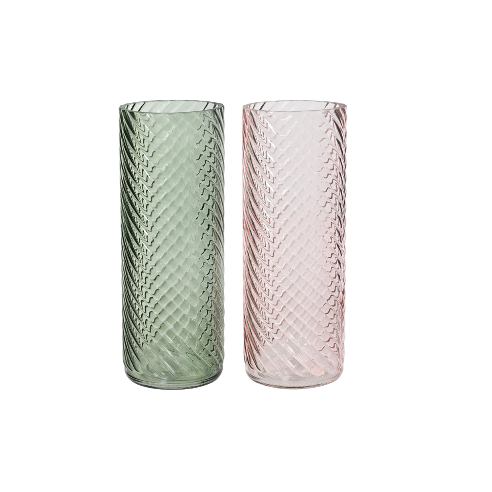 Decoris Swirl Glass Vase | 26cm, Pack of 2, Assorted Colours