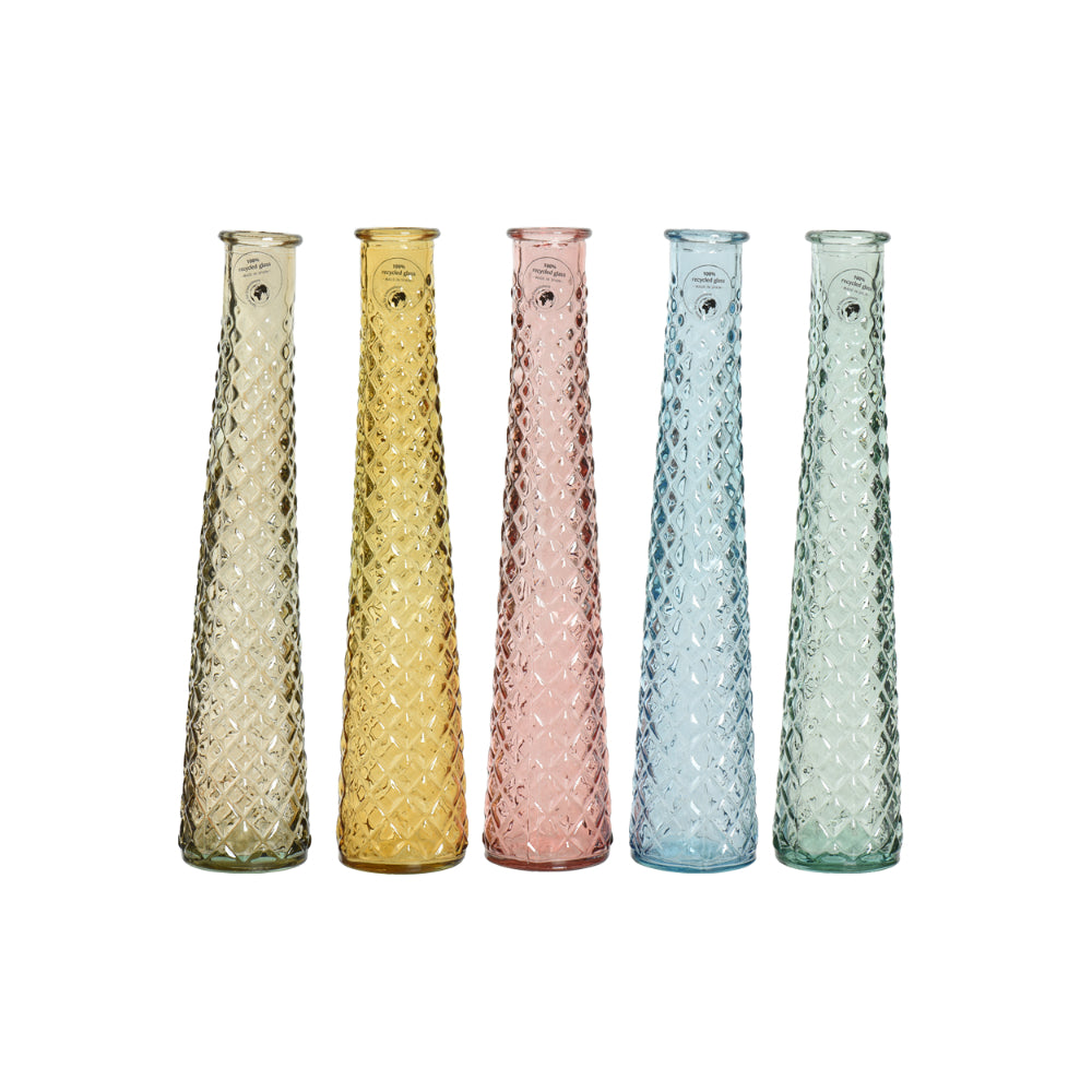 Decoris Tapered Swirl Diamond-Embossed Glass Vase | 32cm, Assorted Colours