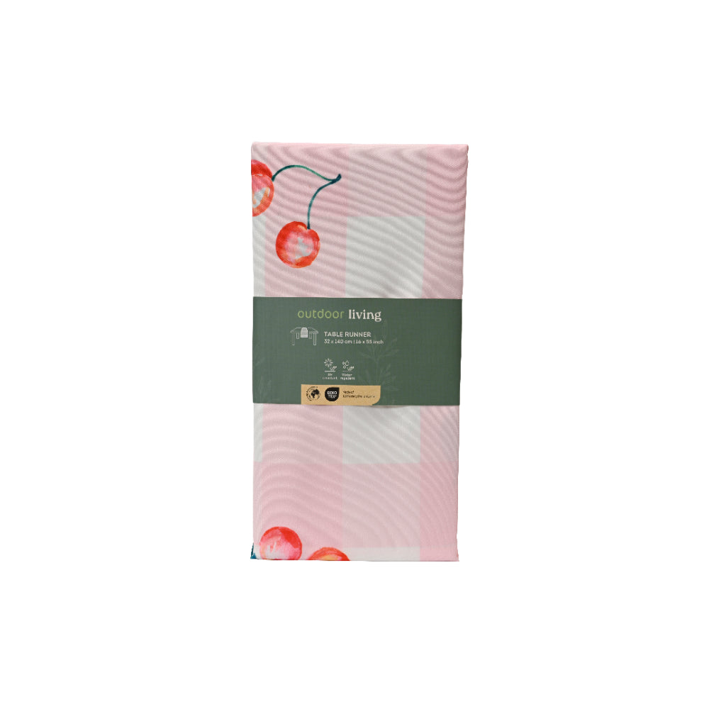 Decoris Cherry Check Table Runner | 32 x 140cm, Recycled Polyester