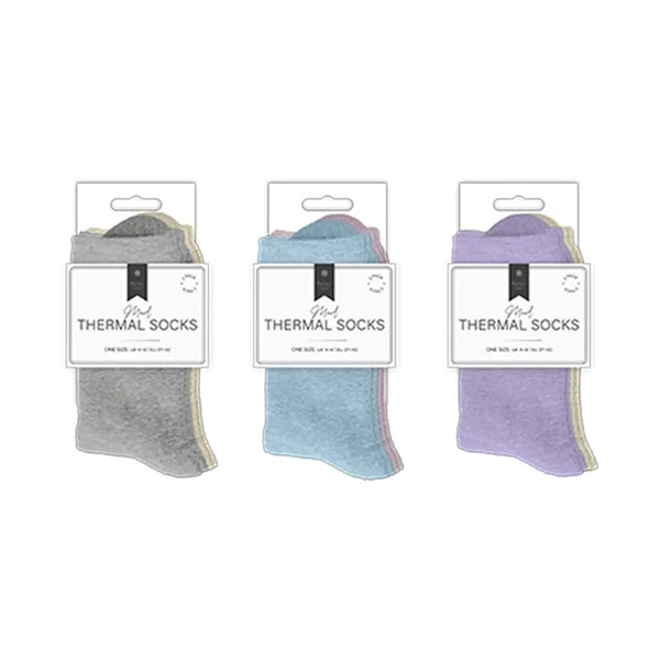 Ladies Plain Marl Thermal Socks - 2 Pack