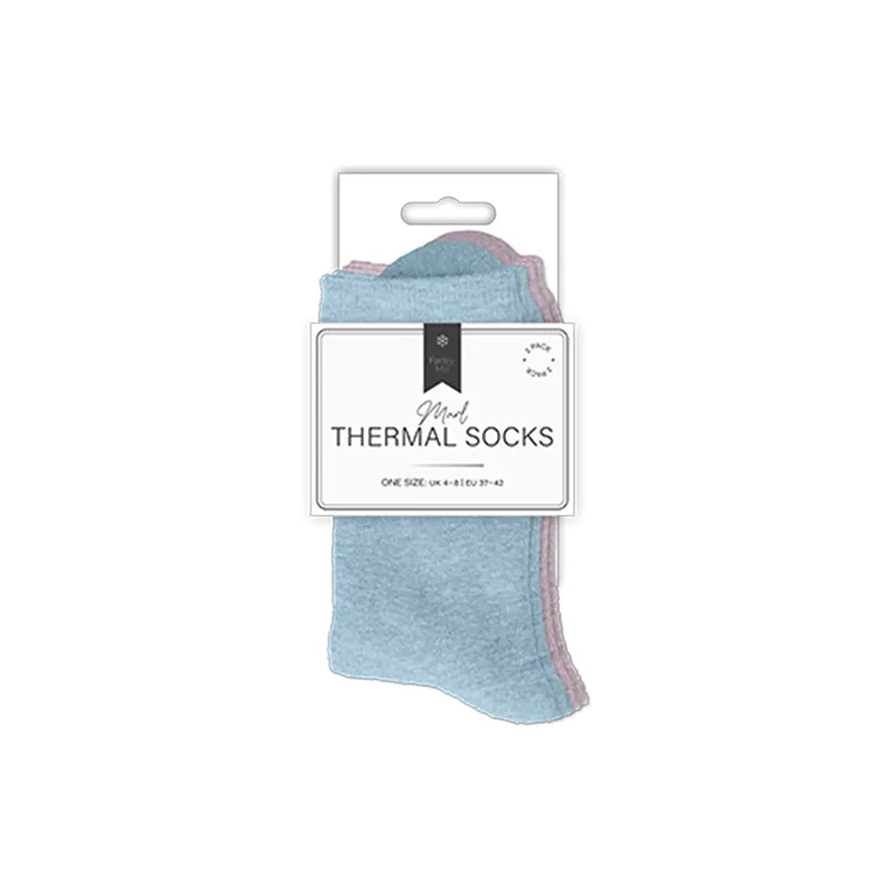 Ladies Plain Marl Thermal Socks - 2 Pack