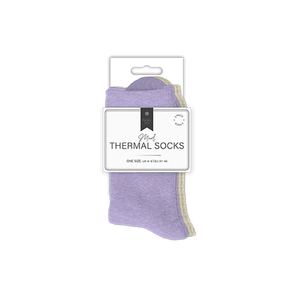 Ladies Plain Marl Thermal Socks - 2 Pack