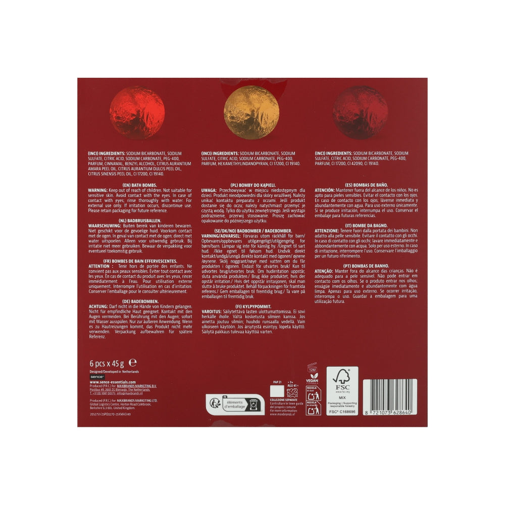 Sence Collecton Christmas List Bath Bomb Set | 6 Pieces, 45g