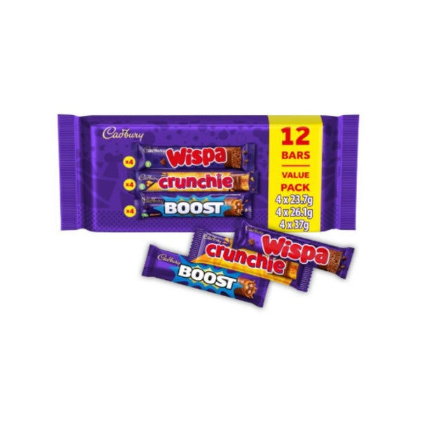 Cadbury's Wispa, Crunchie and Boost Bars Multipack | Pack of 12, 347g