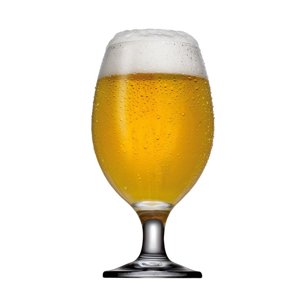 Bistro Stem Beer Glasses | Pack of 6, Goblet Design, Clear Glass