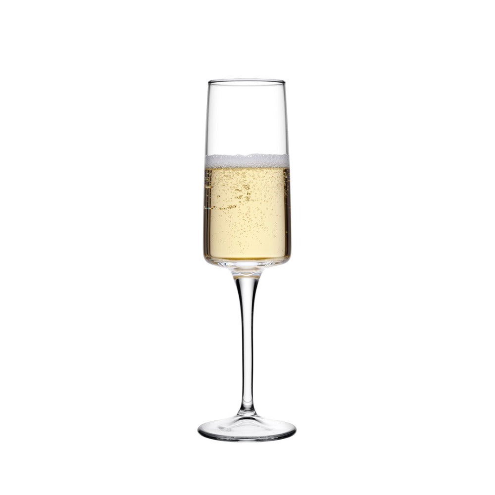 Iconic Champagne Flute Glasses | Set of 6, Crystal-Clear, Long Stem