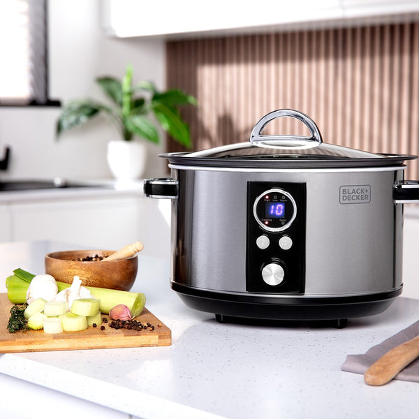 Black + Decker Digital Slow Cooker | 3.5L, Stainless Steel, LED Display