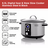 Black + Decker Digital Slow Cooker | 6.5L, Delay Start, Warm Setting