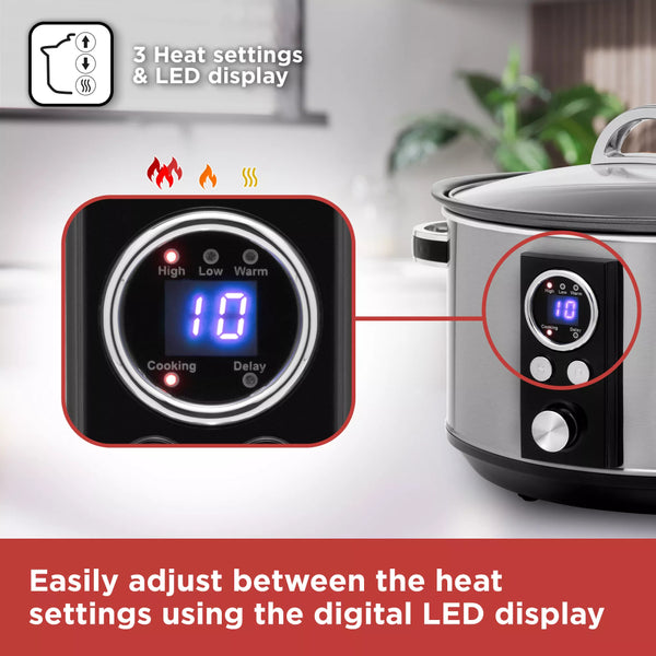 Black + Decker Digital Slow Cooker | 6.5L, Delay Start, Warm Setting