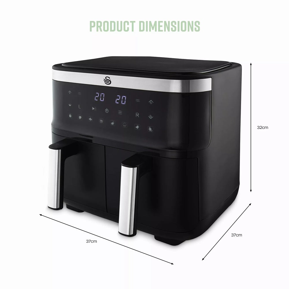 Swan Cyclonic Digital Dual Air Fryer | 7.6L, Dual Cooking Zones