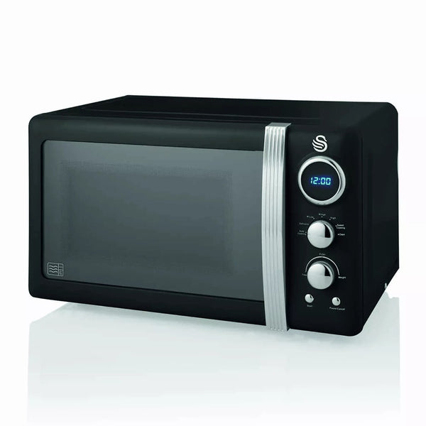 Swan Retro Digital Microwave | 800W, Black Finish