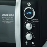 Swan Retro Digital Microwave | 800W, Black Finish